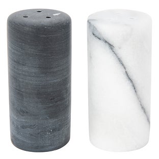 Artifacts Trading Company marble Salt & Pepper Shakers Black & White Matte Set of 2